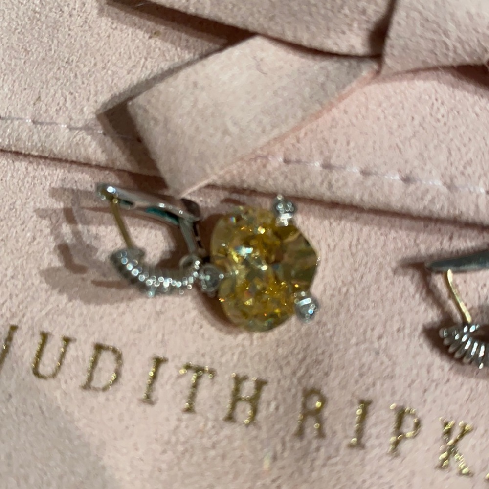 Authentic Judith Ripka diamond heart earrings